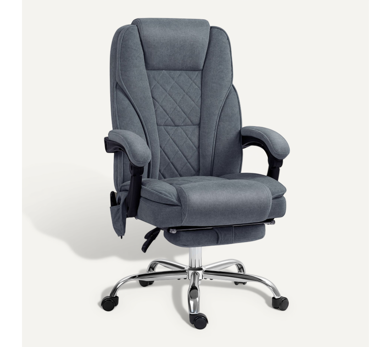 Fauteuil De Bureau Massant Inclinable Velours Lorenda Gris