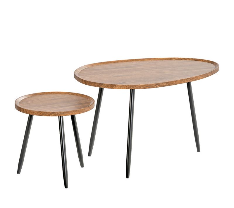 Lot De 2 Tables Gigognes Rondes Noa Effet Noyer