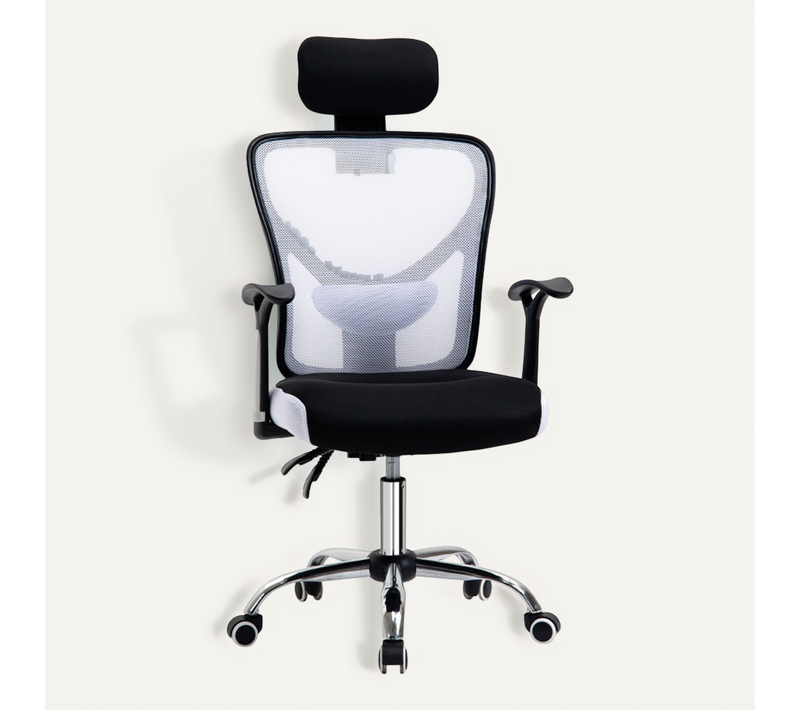 Chaise De Bureau Manager Tirreni Blanche Et Noire