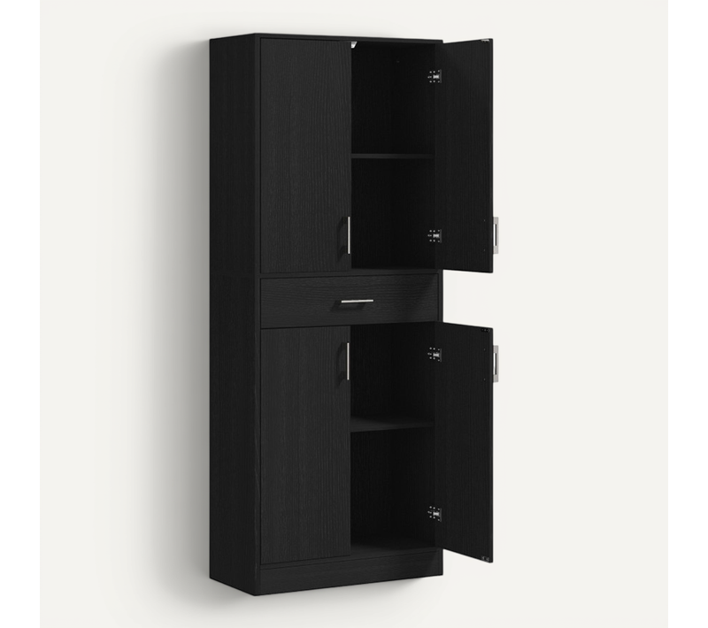 Buffet Haut Armoire De Cuisine Kotim Effet Bois Noir