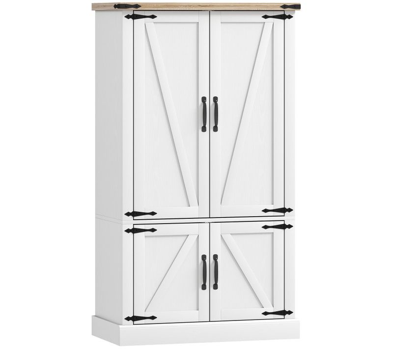 Buffet Haut De Cuisine Lahoma Effet Bois Clair Et Blanc
