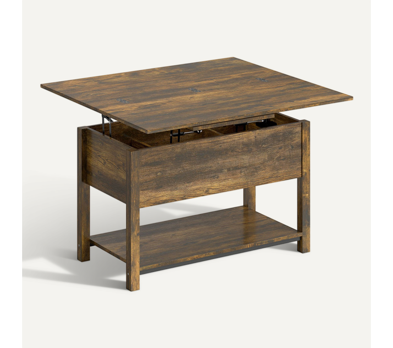 Table Basse Relevable Extensible Fancy Effet Bois Vieilli