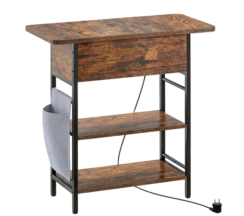 Bout de canapé Style Industriel Avec Station De Charge Gerry Effet Bois Vieilli