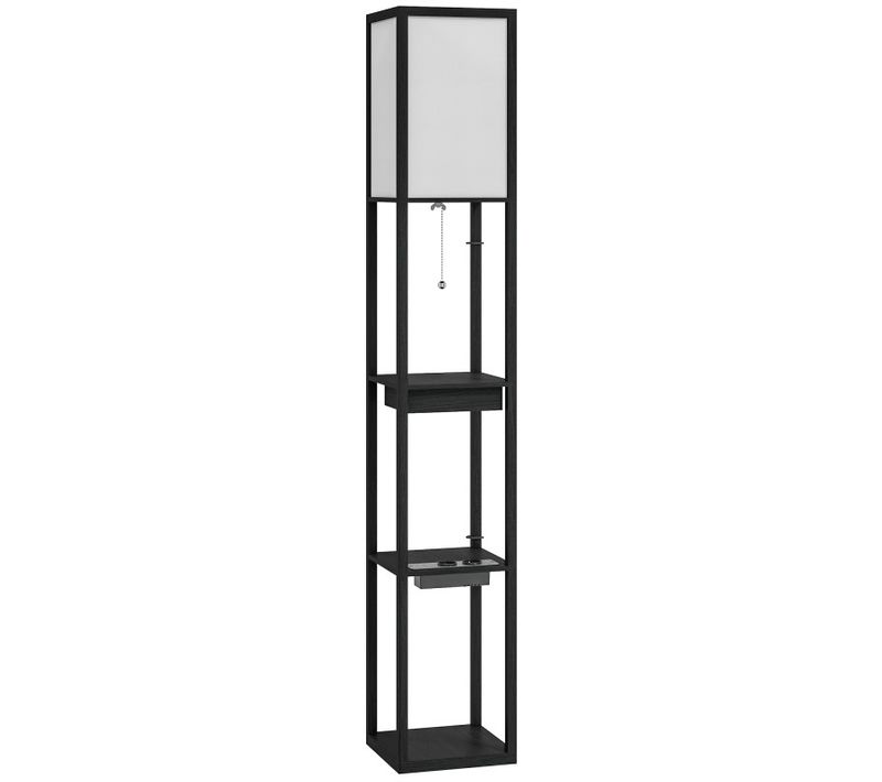 Lampadaire Étagère Port USB Titia Noir Et Blanc