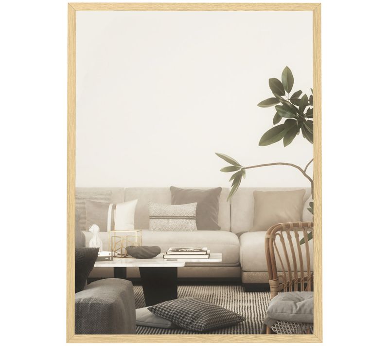 Miroir Mural Rectangulaire 60 X 80 Cm Moura Effet Bois Naturel