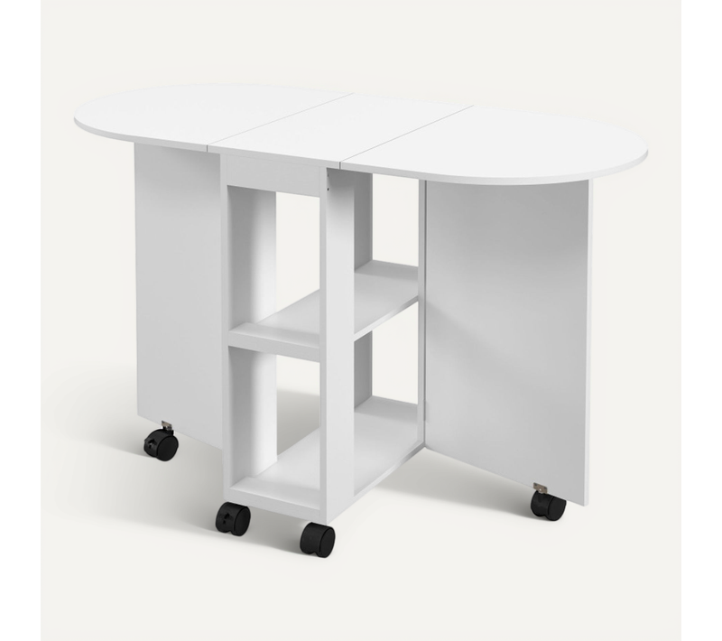 Table De Cuisine Rabattable Ovale Lina Blanche