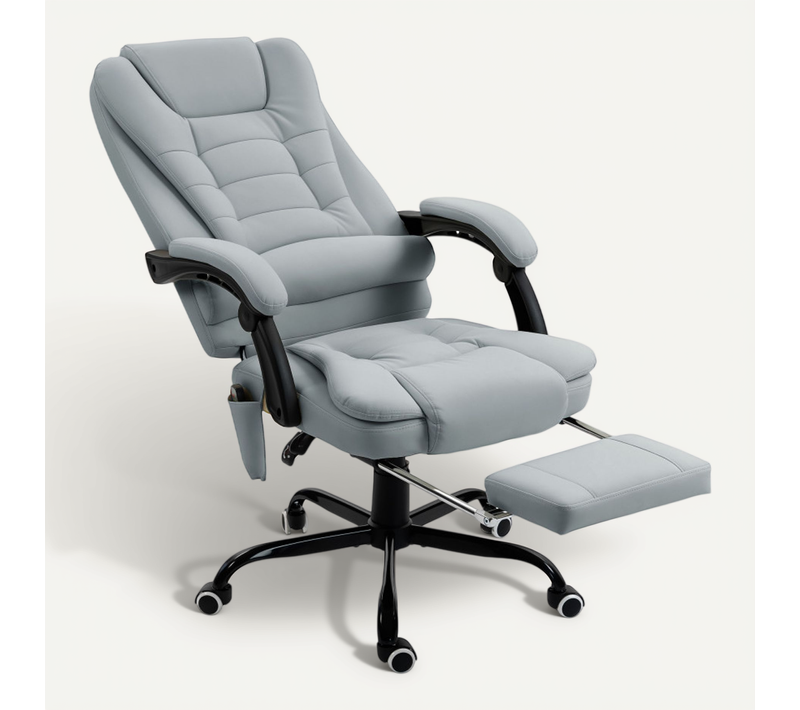 Fauteuil De Bureau Eloria Massant Ergonomique Avec Repose-pied Gris Clair