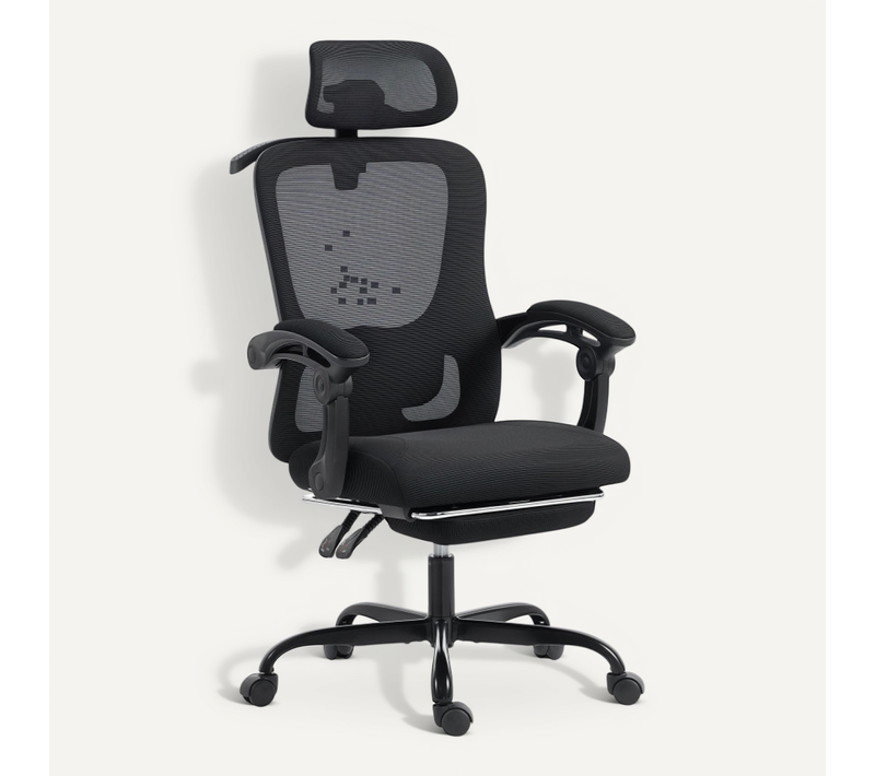 Fauteuil De Bureau Ergonomique Daryel Confort Optimal Soutien Lombaire Repose-tête Réglable Noir