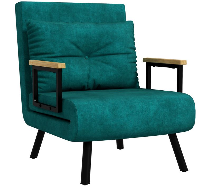 Fauteuil Torvex Convertible 3 En 1 Canapé Lit D'appoint Velours Dossier Réglable émeraude