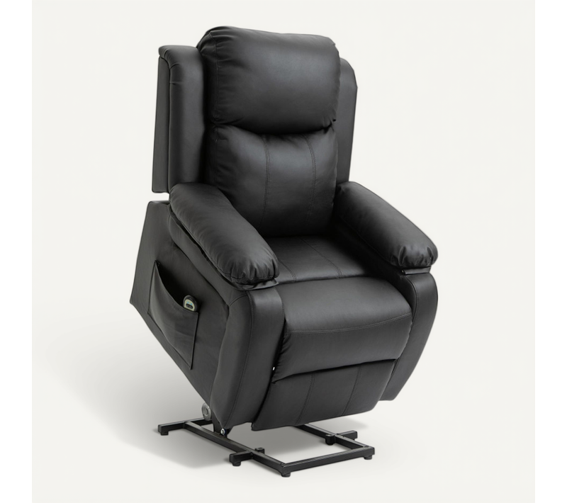 Fauteuil Relax Nexaris Confort électrique Releveur Inclinable Noir Détente Bienêtre Personnes Âgées
