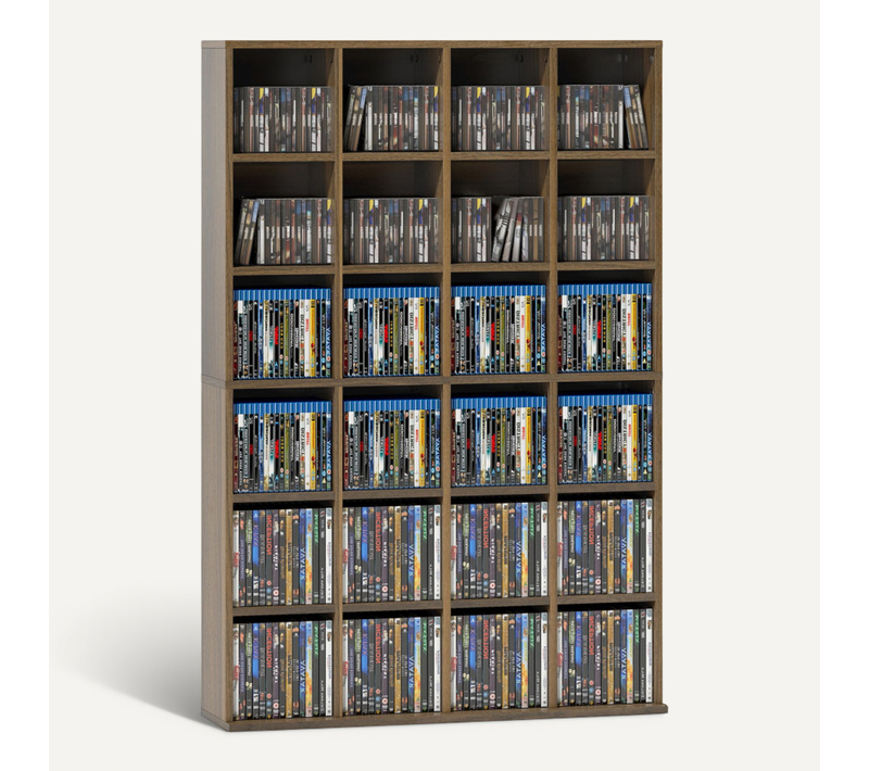 étagère Arvella Rangement Cd Dvd Modulable Design Effet Bois Marron Pour Salon Bureau Maison