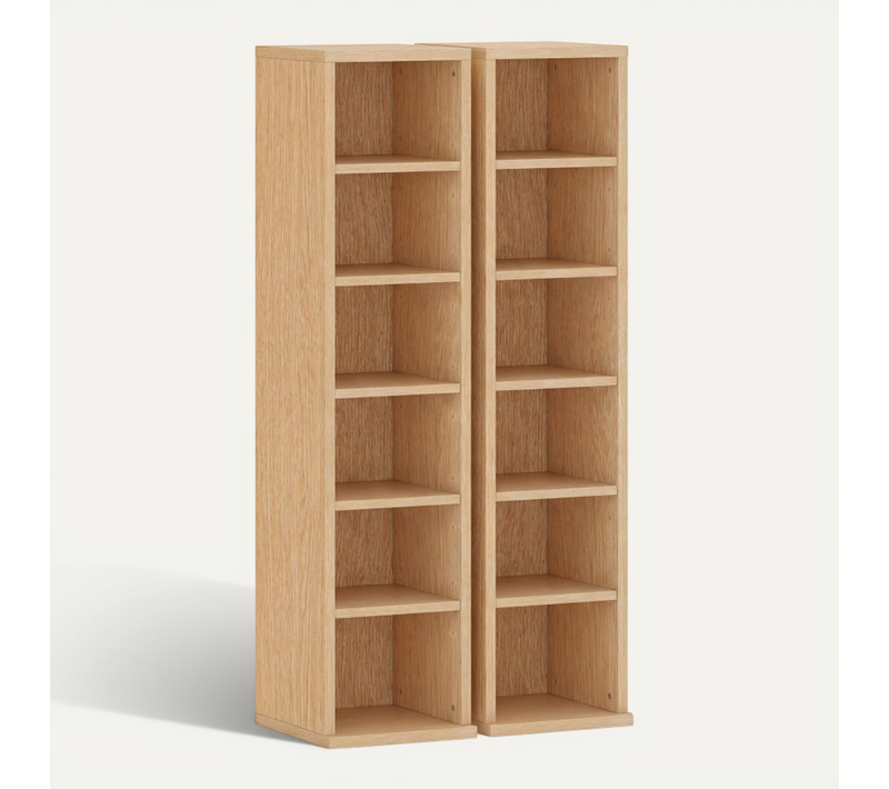 étagère Ravelle Lot De 2 Colonnes Rangement Cd Dvd Meuble élégant Bois Naturel 12 Compartiments