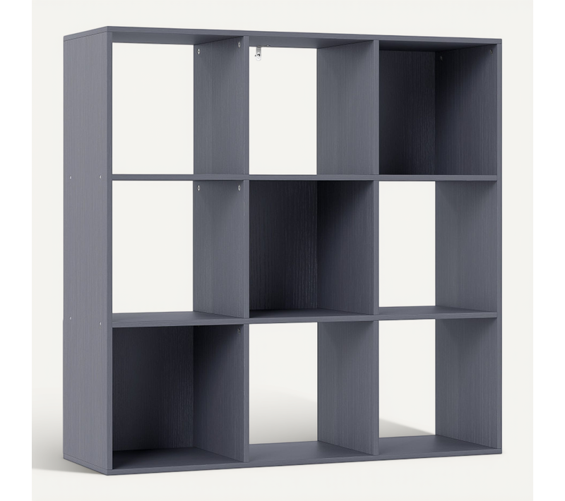 étagère Design Kalyxen Rangement Moderne 9 Cubes Effet Bois Gris élégant Salon Bureau