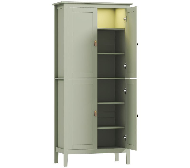 Armoire De Cuisine Elyraxis Rangement LED élégant étagères Modulables Vert Classique
