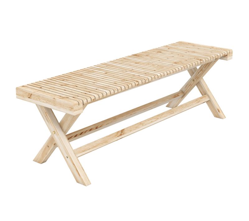 Banc Upperwick 2 Places Assise Lattes Bois Massif Naturel Jardin Terrasse Salon 140 Cm