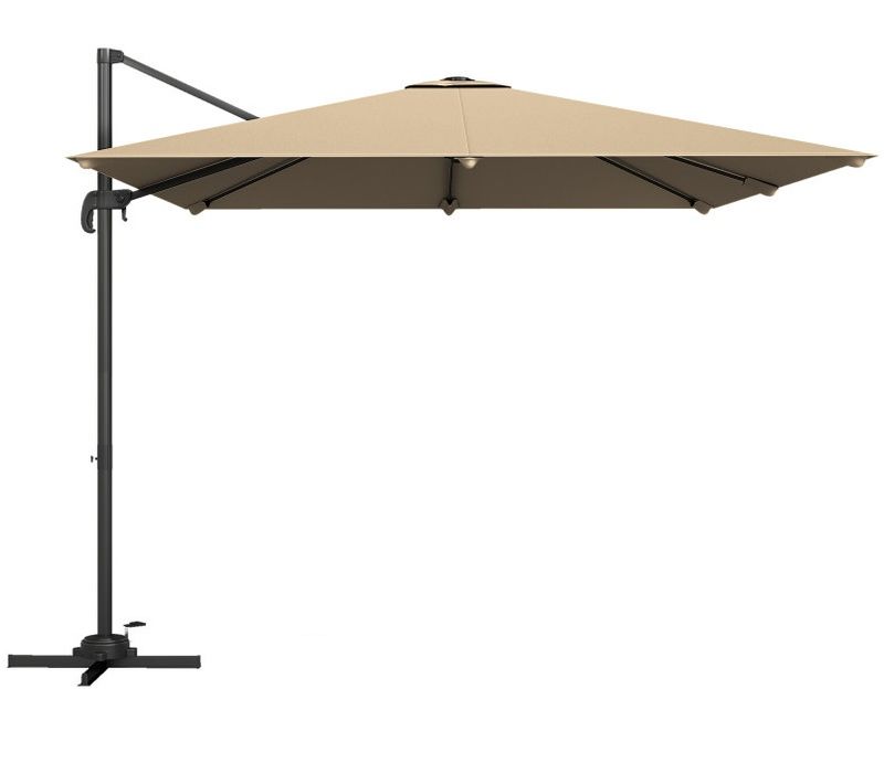 Parasol Plentzia Déporté Rotatif 360° Kaki Protection Uv Résistant