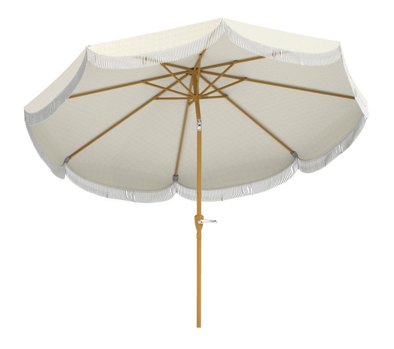 Parasol Terneval Inclinable Franges Protection Uv Beige 269cm Jardin Balcon Extérieur