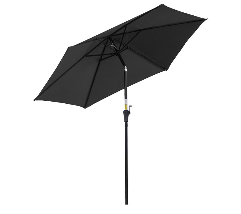 Parasol Aelric Octogonal Inclinable Noir Jardin Terrasse Piscine Aluminium Résistant