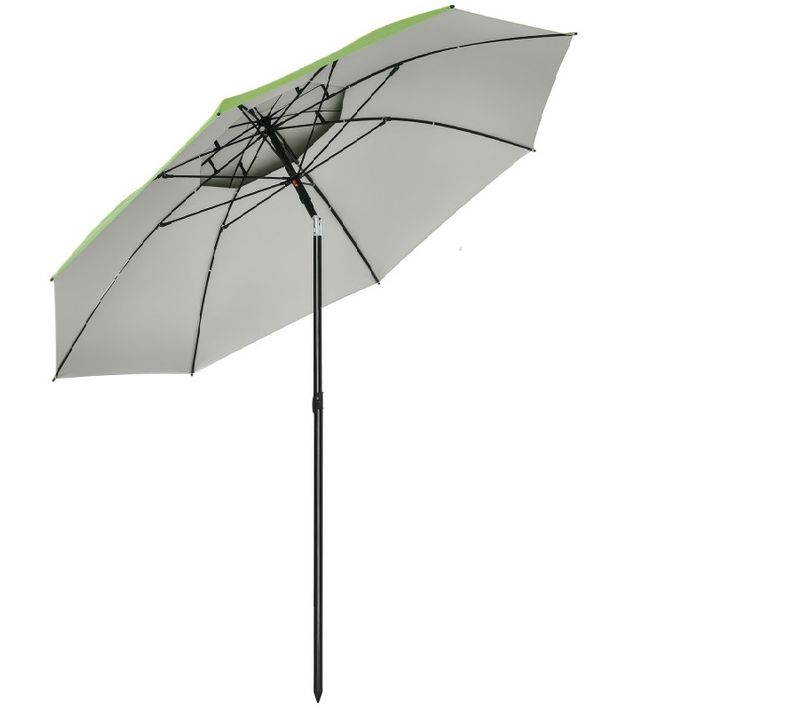 Parasol Olabezar Inclinable Jardin Plage Rond 185 Cm Vert Uv30+ Robuste