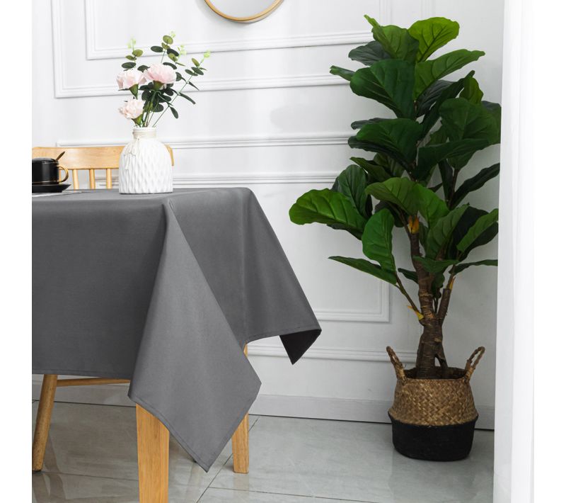Nappe Carrée Et Enduite Antitache - 180x180 Cm - Gris Clair