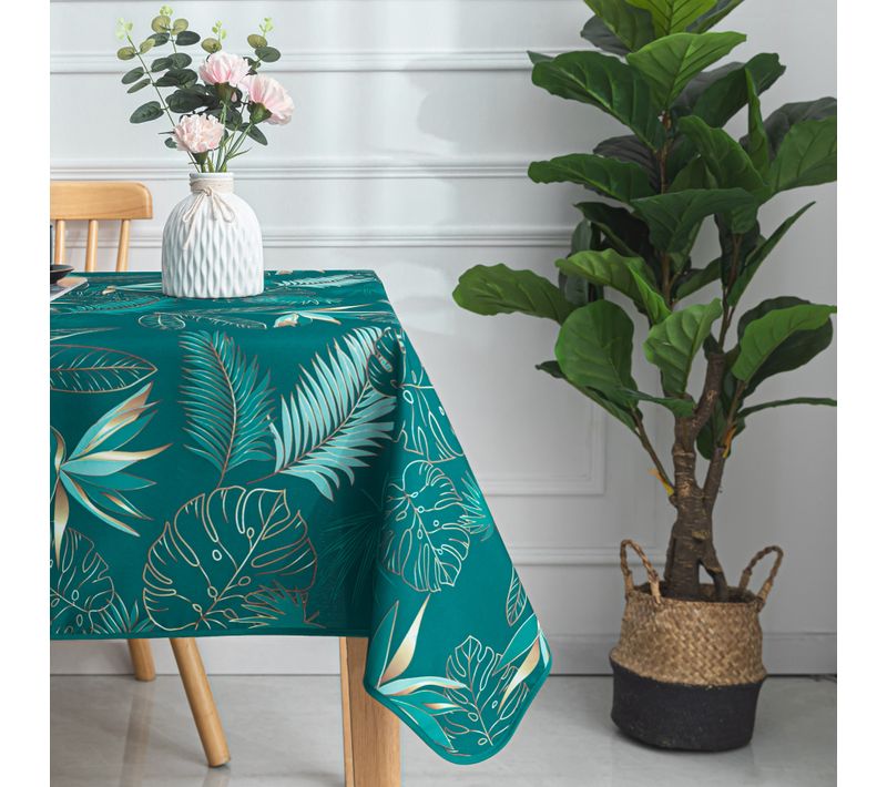 Nappe Exotique Rectangulaire Et Anti-taches - 145x240 Cm - Bleu Paon