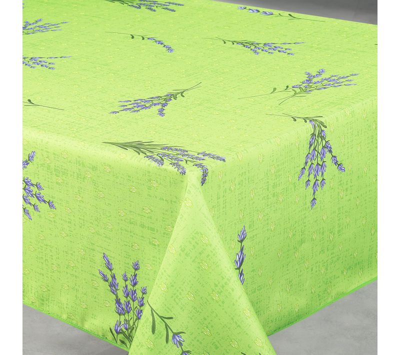Nappe Anti-tâche Rectangle Motif Lavande - 145x240 Cm - Vert