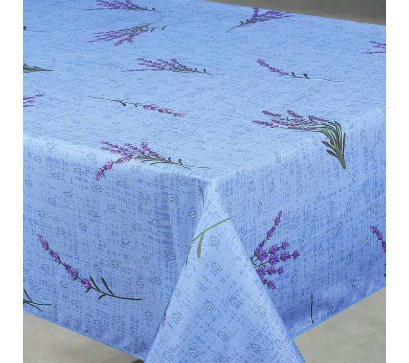 Nappe Anti-tâche Rectangle Motif Lavande - 145x240 Cm - Bleu