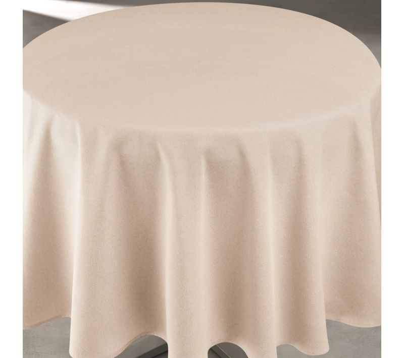 Nappe Déperlante Anti-taches - Effet Lin Pour Table Ronde - 160x160 Cm - Lin