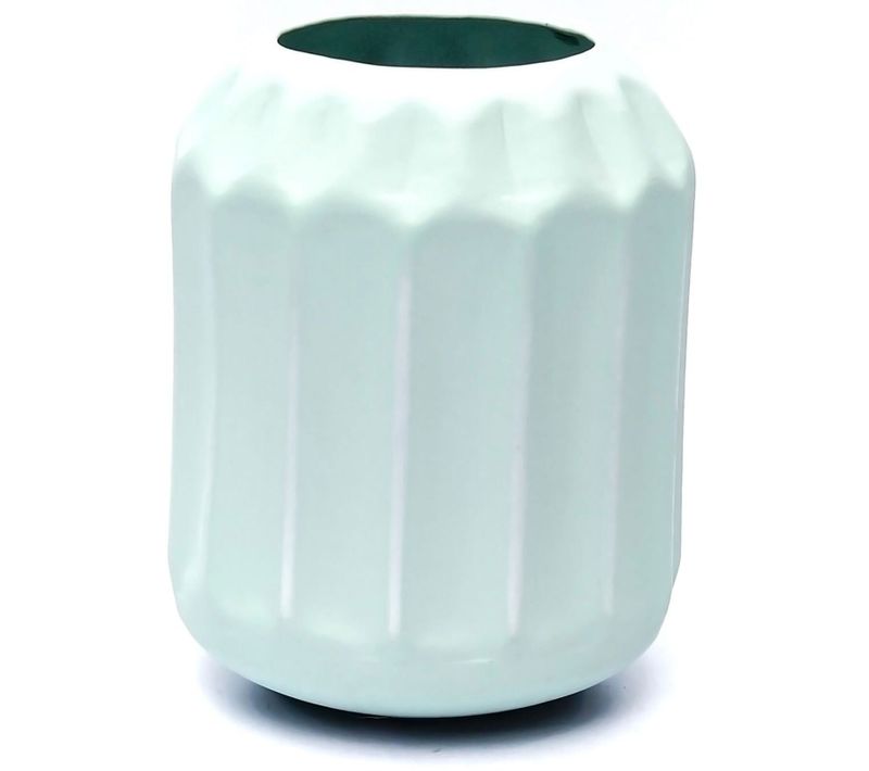 Vase Décoratif En Résine Coloré Vert 12x12x18cm