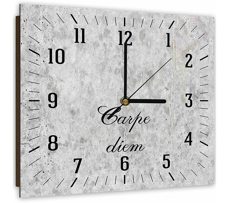 Horloge Murale Design Carpe Diem En Gris Pierre 50 X 50 Cm Gris
