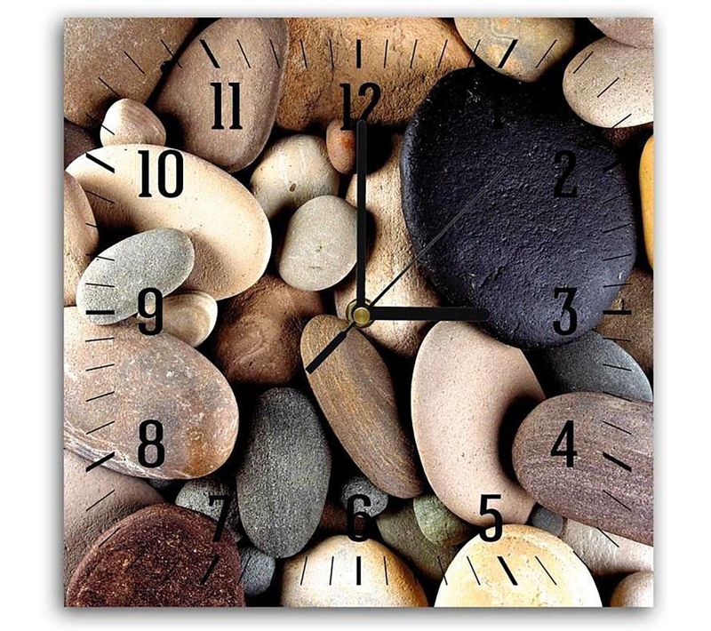 Horloge Décorative Murale Motif Galets Apaisants 30 X 30 Cm Beige