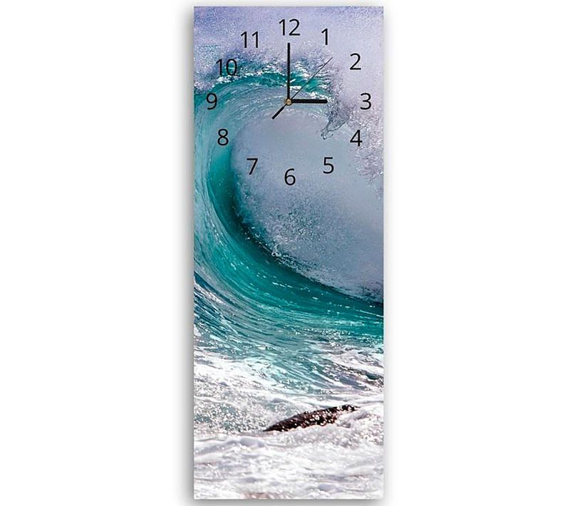 Horloge Murale Vague Océanique Pour Décoration Intérieure 25 X 65 Cm Bleu