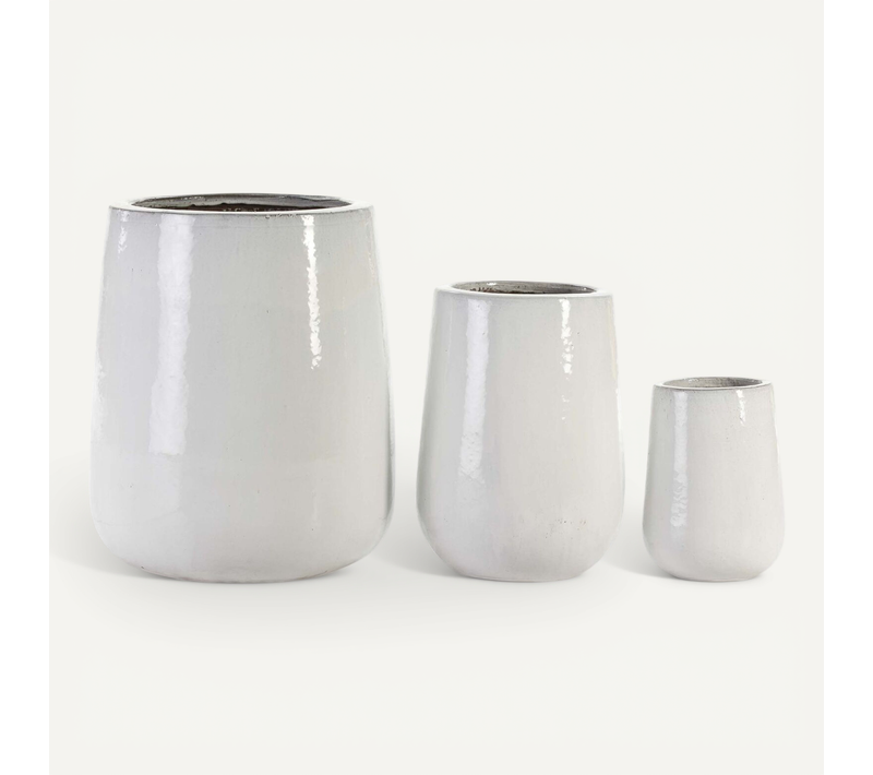 Cache-pots (x3) Grès Blanc 54x54x65cm