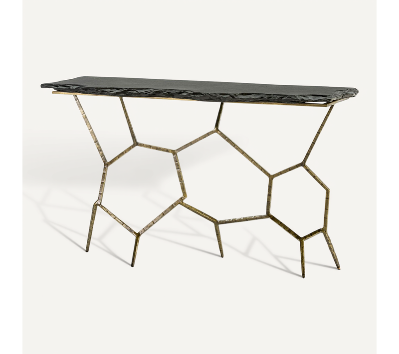 Console Marbre Noir 130x41x77cm