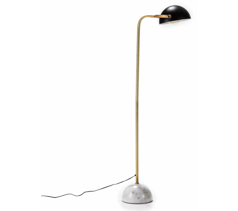 Lampadaire Doré Pied Marbre Abat Jour Noir