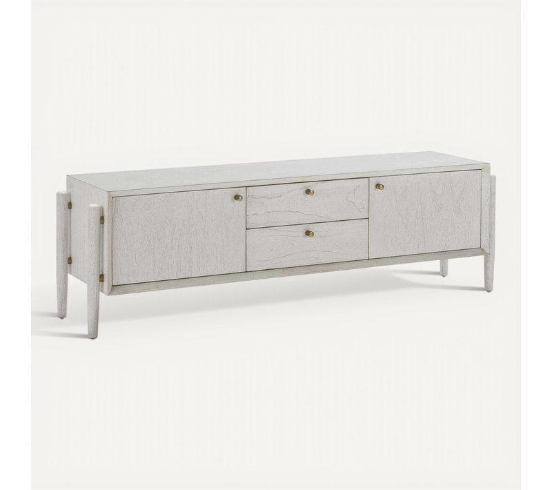 Meuble TV Bois Blanc 160x40x50cm