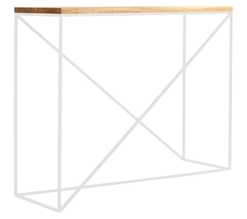 Console En Bois Massif Clair Et Métal Blanc L100cm