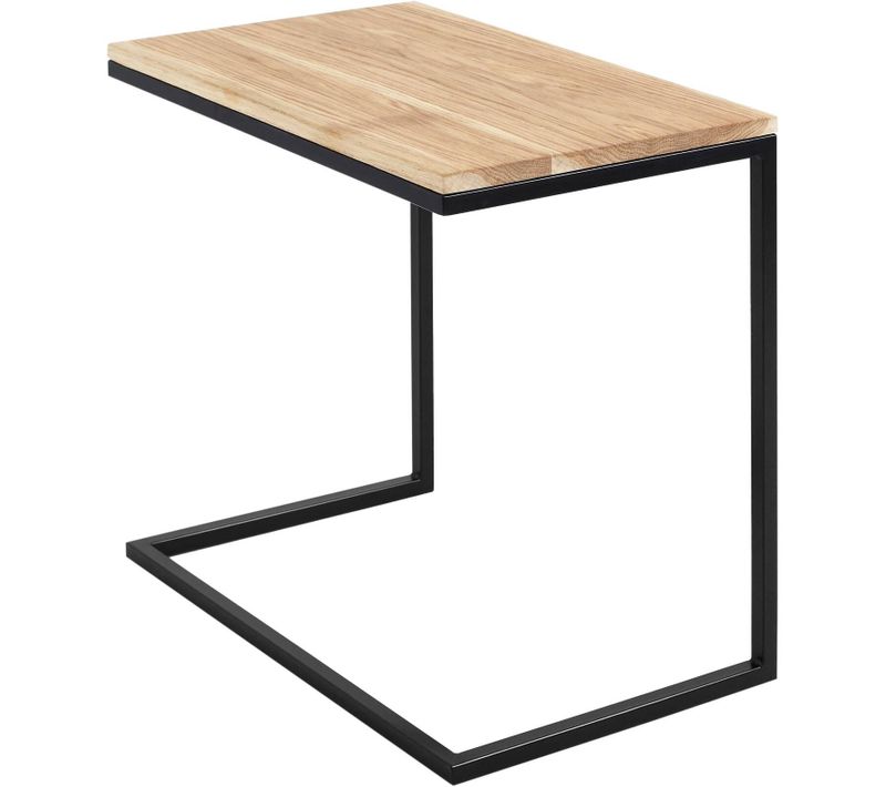 Table Basse Rectangulaire Métal Noir Et Bois Chene Massif