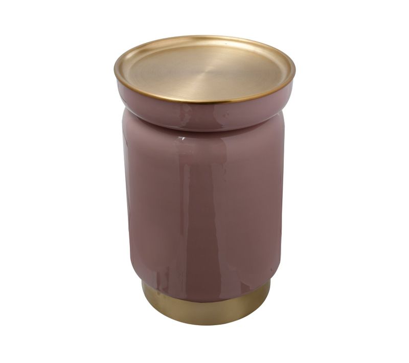 Table D’appoint Ronde Métal Rose Et Or 31,5x31,5x46,5cm
