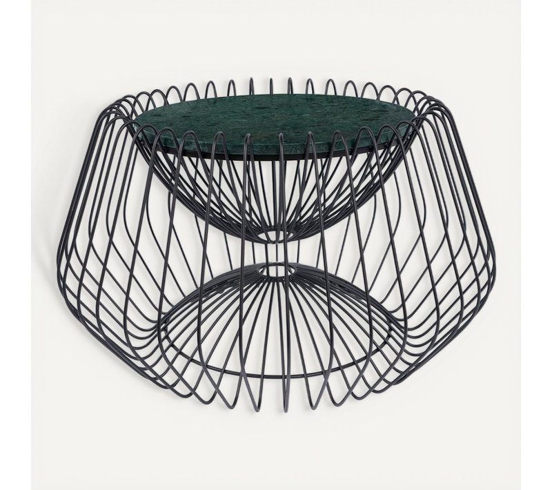 Table D’appoint Ronde En Marbre Vert Bouteille 60x60x35cm