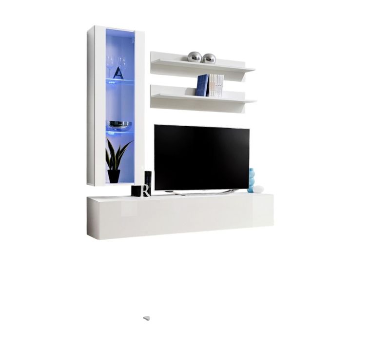 Meuble TV Fly H2 Design, Coloris Blanc Brillant. Meuble Suspendu Moderne Et Tendance Pour Votre Sal
