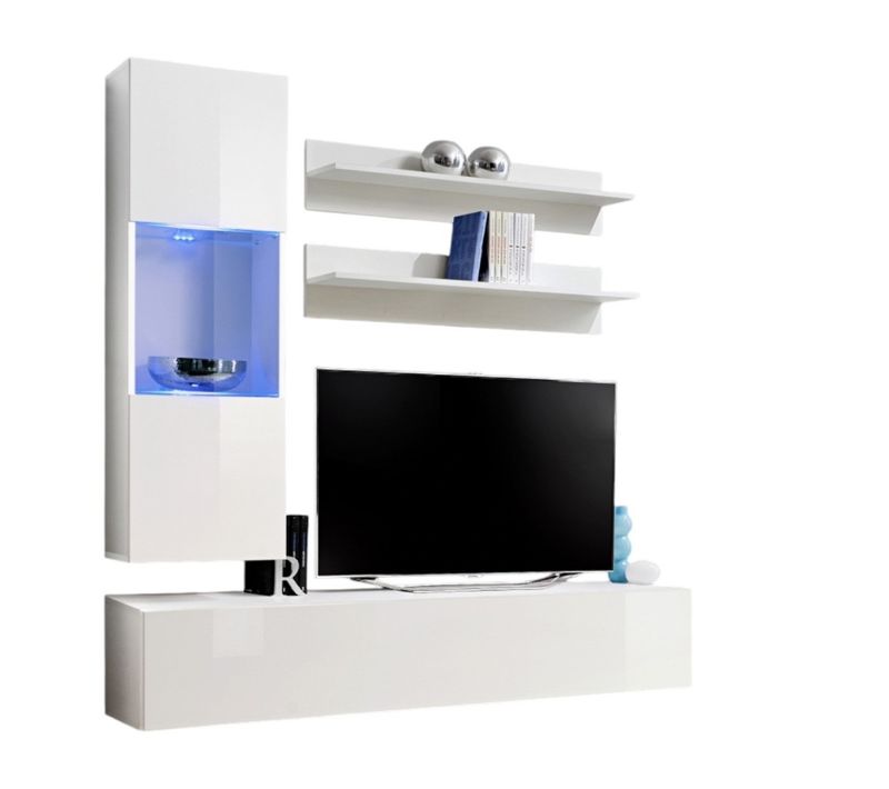 Meuble TV Fly H3 Design, Coloris Blanc Brillant. Meuble Suspendu Moderne Et Tendance Pour Votre Sal