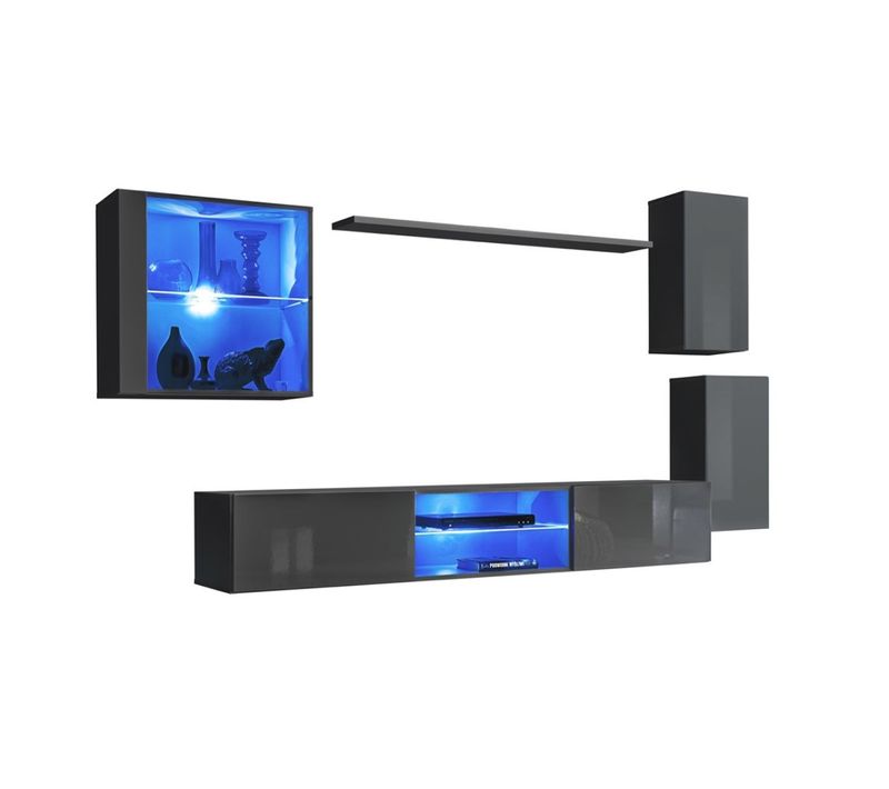 Ensemble Meubles De Salon Switch Xxiii Design, Coloris Gris Brillant.