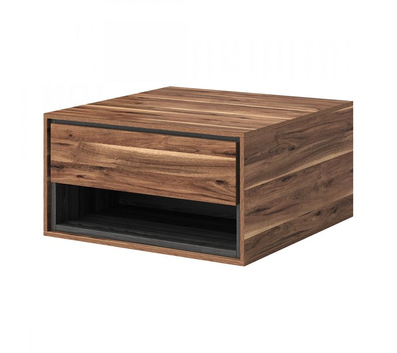 Table Basse Design Avec 2 Tiroirs Et Niches De Rangement - Collection Sylva - Couleur Chêne Et Gris