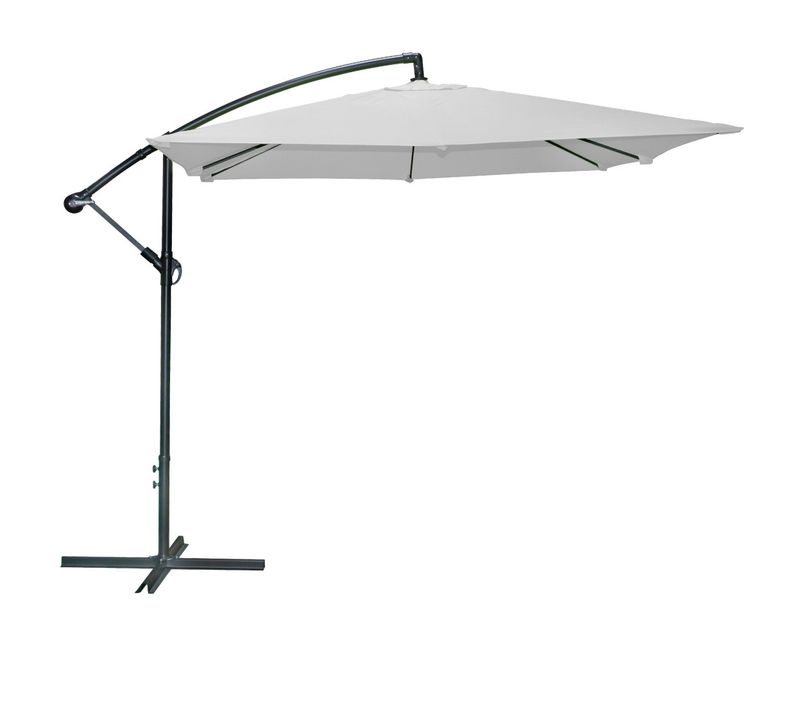 Parasol Déporté Carré Gris Clair 250x250x250 Cm – Toile Polyester 180 G/m² Déperlante