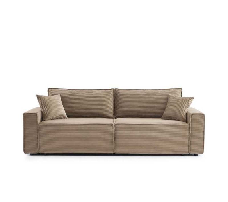 Iolite - Canapé Droit Convertible Velours Côtelé 3 Places - Grège