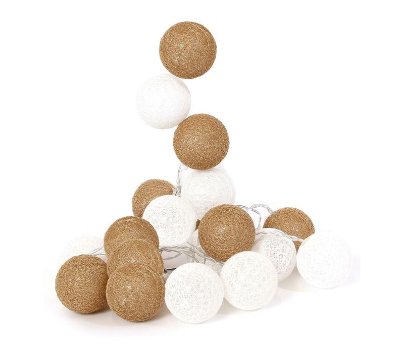 Guirlande Lumineuse 20 LED Boules Céleste - L. 345 Cm - Blanc Et Doré