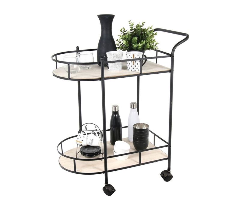 Desserte Sur Roulettes Métal Et Bois 2 Niveaux