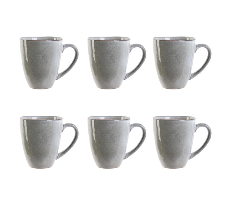 Lot De 6 Mugs "au Grès Du Temps" 12cm Gris