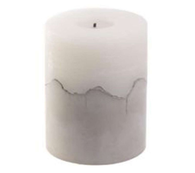 Bougie Ronde LED "base Ciment" 10cm Blanc